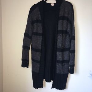 Mossimo Supply Co. Sweaters - Black Stripe Cardigan with Hood Mossimo Supply Co. Sweaters - Black Stripe Cardigan with Hood